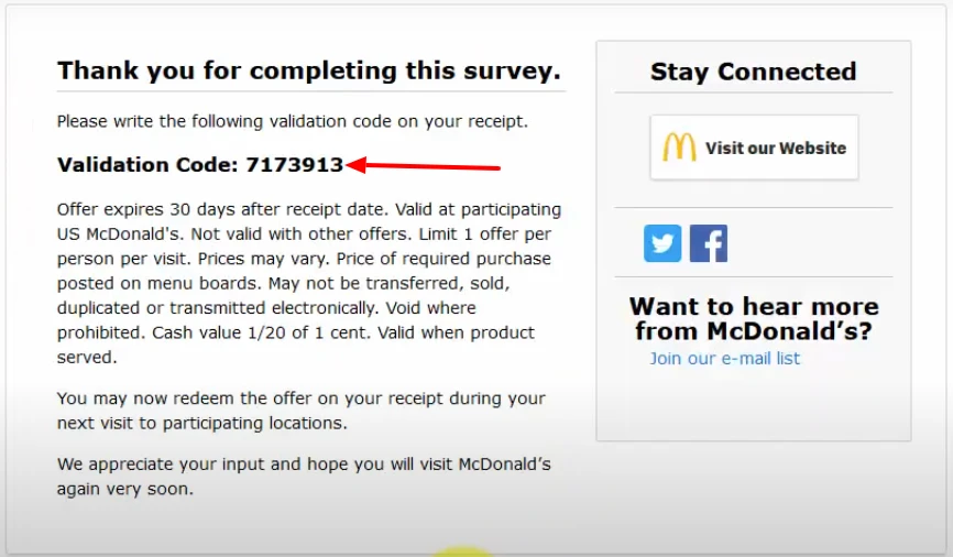 Mcdvoice validation code